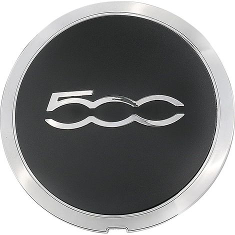 Enjoliveur centre roue – Noir/chrome – Fiat 500, 500C, 500E 2012-2019 – Remplace 68078419AC (1/5)