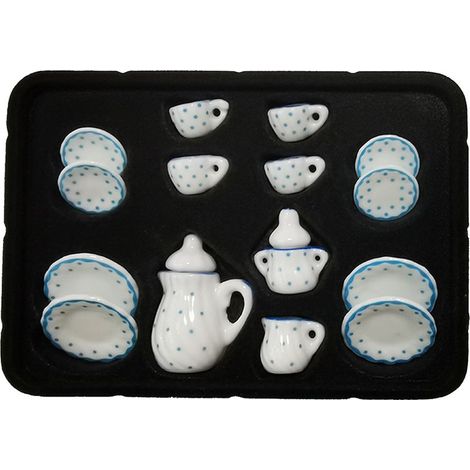 Miniatur-Geschirrset – Porzellan-Tee- und Kaffeeservice im Maßstab 1:12 – Für Puppenhäuser – 16-teilig (1/5)