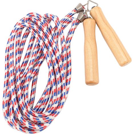 Longue corde à sauter pour enfants et adultes, équipe multijoueur, avec manche en bois, jeu de fête, Sport scolaire amusant en plein air, 5m/16,4 pieds (1/5)