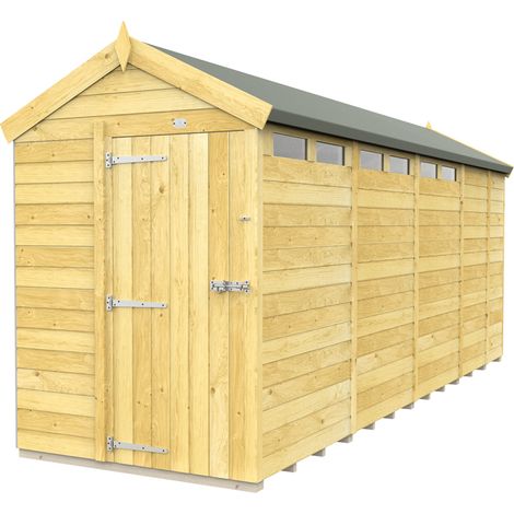 5 x 17 Feet Apex Security Shed - Single Door - Wood - L503 x W147 x H217 cm