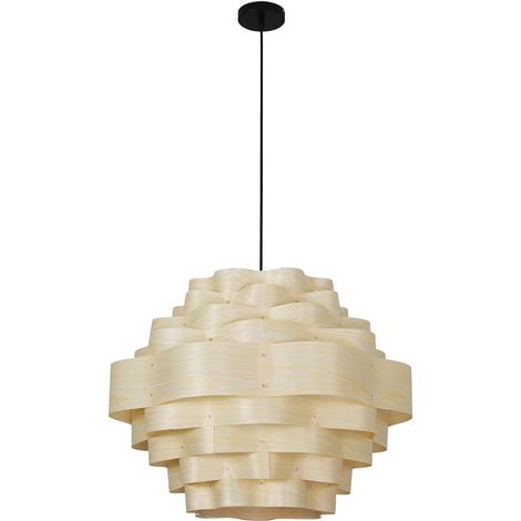 Holz-Deckenlampe - Pendelleuchte im Boho-Bali-Design - Aura Natural wood
