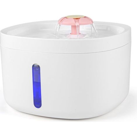Fuente de agua, Fuente de agua para gatos, perros y varias mascotas, Gran capacidad, Diseño fácil de limpiar (Blanco Rosa, 2,6 L) (1/5)