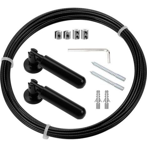 Câble de rideau en acier inoxydable 5m - Kit fixation murale - Fil métallique pour rideaux, linge à linge, accrochage tableaux et décoration intérieure (1/5)