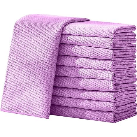 Pack of 10 Fish Scales Microfibre Cleaning Bags - Polishing Cleaning Bags 40 x 50 Rags Super Water Absorbent Towels - Purple (1/5)