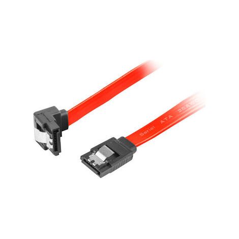 Cable SATA Lanberg Data II (3 Gb/s) hembra/hembra de 0,5 m con cierres metálicos angulares rojos (1/3)