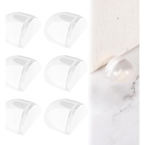 6 Pièces Arrêts de Portes Butées Caoutchouc Stop Adhésif Transparentes Amortisseur pour Tous Sols Durs, Tampon Caoutchouc Butée Porte Adhésive pour Interieur Protéger Mur Meubles (1/5)