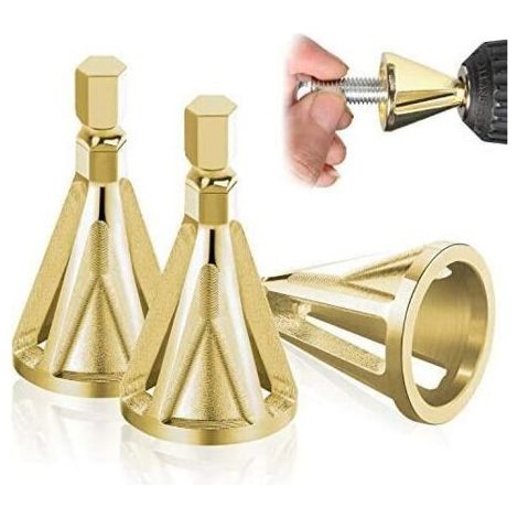 3 Pièces Externe ébavurage Outil à Chanfreiner, Hexa et Triangulaire,Enlever Bavure, Deburring pour Les Forets, Rapidement Les Réparations Endommagés Boulons (1/5)