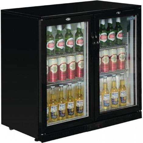 Arrière-bar 2 portes battantes vitrées 208 Litres noir, 230 W, 220 V - MONO