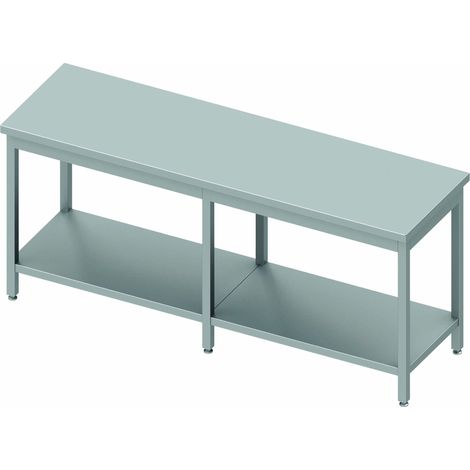 Table Inox Professionnelle Sans Dosseret - Avec Etagère - Profondeur 600 - Stalgast