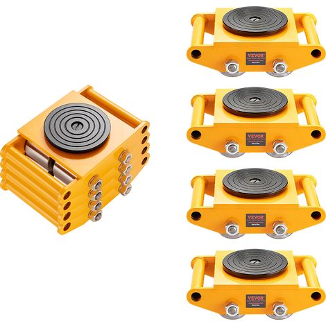 VEVOR Demenageur de Machines 4PCS Chariot de Transport Charge Lourde 12 T Transporteur Equipements Industriels 4 Roues en Acier au Carbone Socle Antiderapant Rotation 360° pour Entrepot Atelier Usine