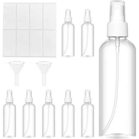 Lot de 8 Flacon Vaporisateur 100ml - Plastique PET Transparent - Anti-Fuite - Pour Voyage et Parfum (1/5)
