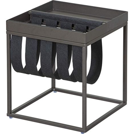 Table Basse Porte-revues Table Fonctionnelle Anthracite métal laqué avec Porte-revues Laine Bouillie (1/5)