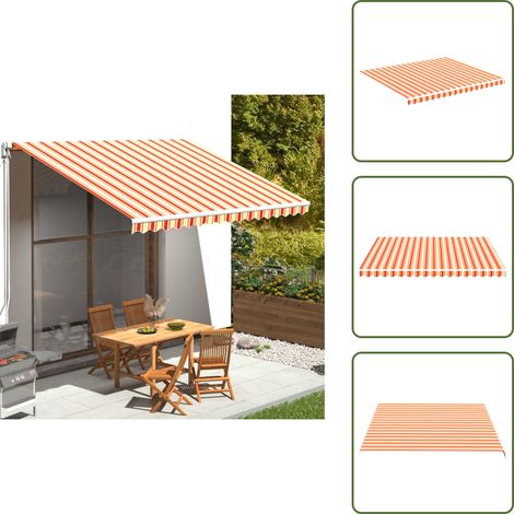 The Living Store Tissu de remplacement pour auvent Jaune et orange 4x3,5 m - Toile D'ombrage - Toit De Terrasse - Auvent De Jardin - Protection Solaire - Parasol De Jardin (1/5)