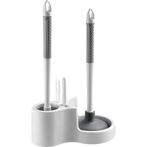 Brosse et Ventouse WC 4-en-1 avec Support – Ensemble Hygiénique Complet pour Toilettes Propres et Sans Effort (1/5)
