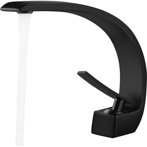 Robinet de Salle de Bain Noir Mitigeur de Lavabo en Laiton - Froid et Chaud pour Salle de Bain, Toilettes ou Toilettes d'Invités (1/5)