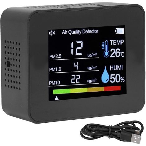 Luftqualitätsmonitor CO2 HCHO TVOC PM2.5 PM1.0 Tester Temperatur- und Feuchtigkeitsdetektor mit Schwerkraftsensor