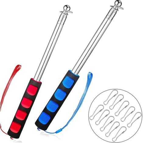 2 mâts télescopiques portables en acier inoxydable avec 10 crochets, 1,2 m (1/5)