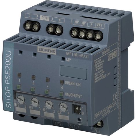 Siemens Módulo de selectividad SITOP PSE200U, DC 24 V/4 x 0,5 ... 3 A con señalización de canal individual, 6EP19612BA31