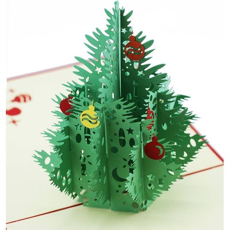 3D Pop Up Christmas Tree Greeting Cards, Laser Cut card with Envelope for Xmas and Happy New Year (3D Christmas Tree, Pack of 1) (1/4)
