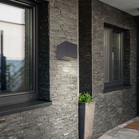 Wandleuchte Außenleuchte LED Alu Glas IP54 Anthrazit Spotleuchte Spotleuchte
