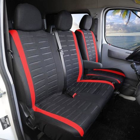 Housse Siege Voiture Couvre Universal Fit La Plupart des Camions Camionnette Bus Siège Avant 1 + 2 (3 Places),Rouge (1/5)
