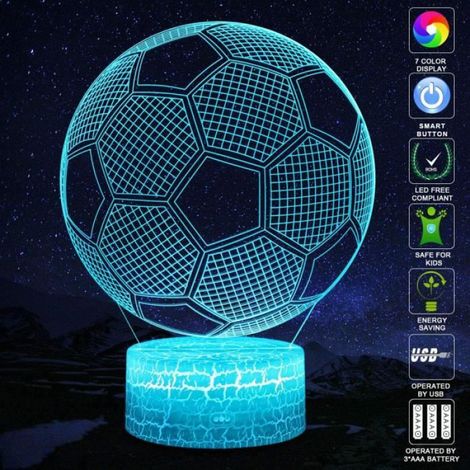 Football 3D Lampe avec Télécommande LED éclairage 7 couleurs Lumière de Nuit Dimmable Tactile Decoration Cadeau Anniversaire Noël (1/4)