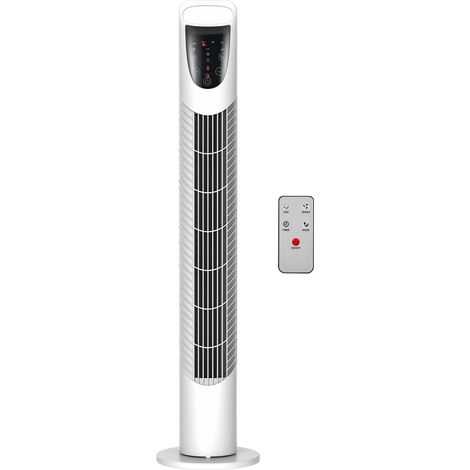 Ventilatore a torre verticale – 40 W – Telecomando – 3 velocità – Timer 7,5 ore – Ø18 x 78,5 cm – Bianco