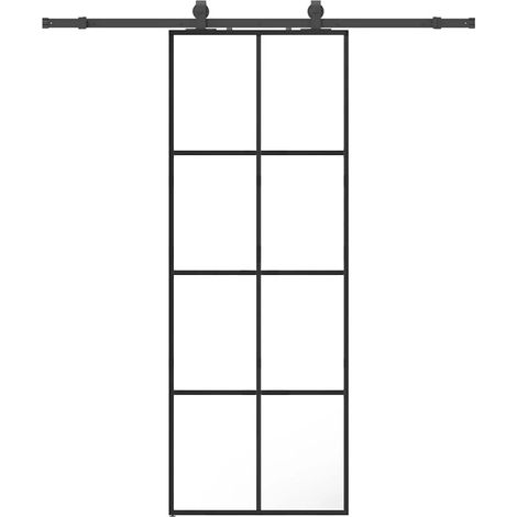Maison Exclusive - Schiebetür mit Beschlag Schwarz 76x205 cm ESG-