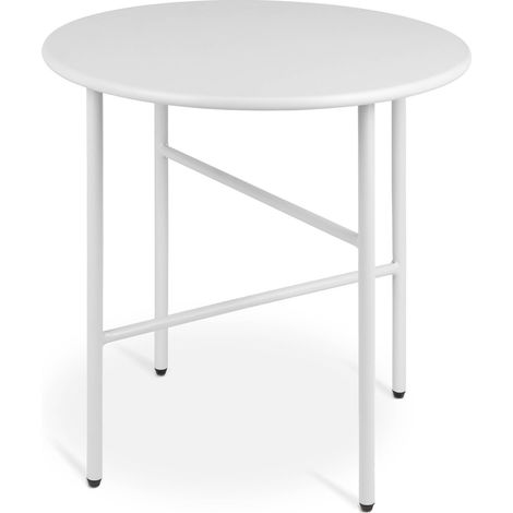 BOMOE Petite Table Basse Ronde en Métal Ø 44 cm	Blanc