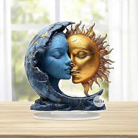 Ornement de table Lune et Soleil 2D plat en acrylique, décoration sur pied Lune et Soleil ( ) (1/5)