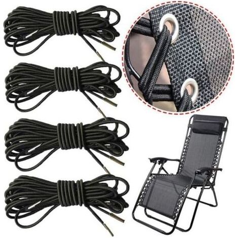 Pair Lntyq Corde Remplacement élastiques 4pcs, Corde Elastique, Convient pour Transat Jardin Exterieur Fauteuil Jardin Exterieur Chaises Longues De Jardin Chaises De Plage Patio Et Autres Chaises (1/4)