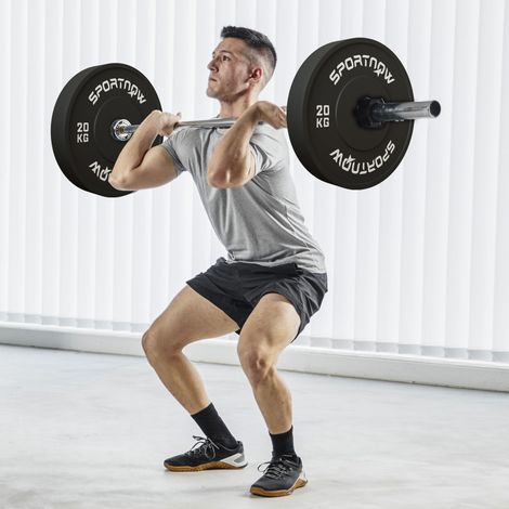 Ensemble de disques de musculation, 2 x 20 kg, standard olympique, en caoutchouc, silencieux, noirs (1/5)
