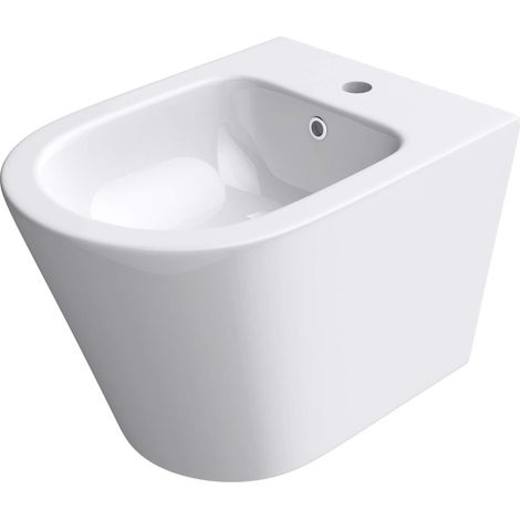 Mai & Mai Hänge-Bidet D108 Weiß 48,5x36x36cm aus Keramik 1-Hahnloch schmutzabweisende Oberfläche