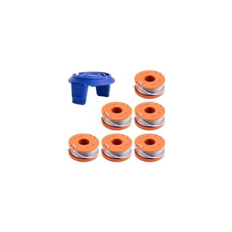 Bobine de bobine compatible avec Mac Allister MGTP18Li 1,65 mm 3 m WX150 et cache-bobine TLW-01-1 pour débroussailleuse MacAllister MGTP18Li WG150, WG151 (6 bobines + 1 couvertures)