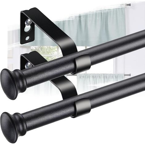 Asta per tende regolabile, in metallo, opaca, 71-236 cm, nera, 2 pezzi.