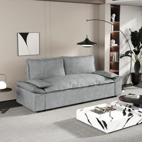 Divano letto Belly 2 posti effetto velluto colore grigio