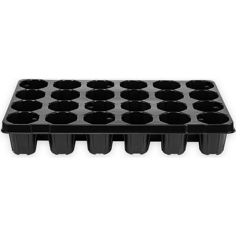 Topfplatte 310x530 mm mit 24 Töpfen Ø 7,4 cm gelocht aus Kunststoff (1/4)