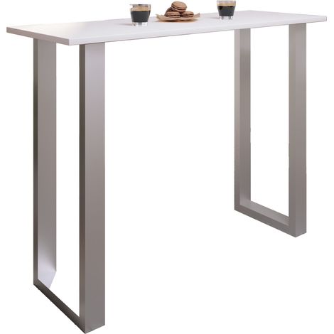 Mesa de barras VCM  Tresen  Mesa de pie  Mesa alta  Mesa Bartresen - Xona 140x50 cm (Plata / Blanco)