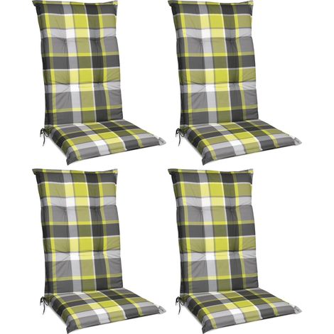 Beautissu 4er Set Hochlehner Auflage Sunny 100x50x6cm	Grün