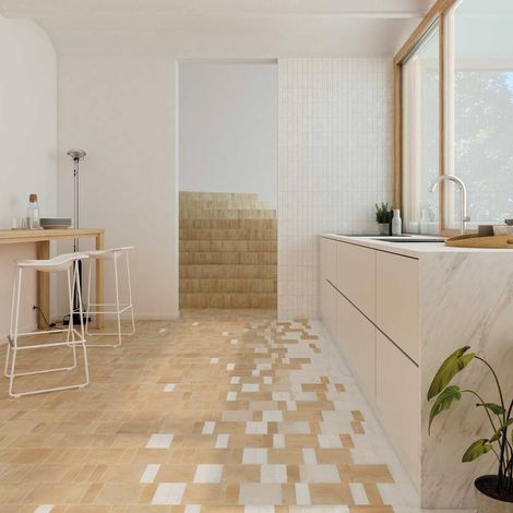 Carrelage grès cérame effet BEJMAT 15x5cm - Biscuit - Mat - boîte de 0.47 m2 - Gioia Materia