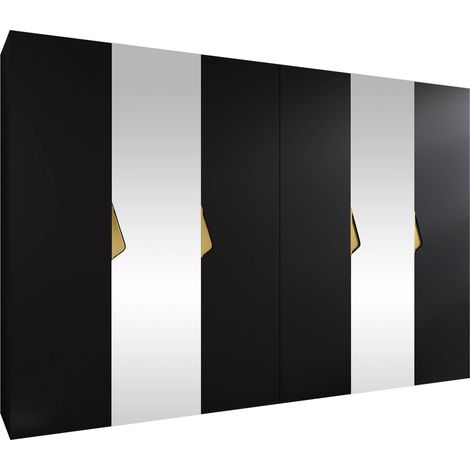 Armario Hartford 627, Negro, 202x300x52cm, Puertas de armario: Con bisagras, Número de estantes: 0 (1/5)