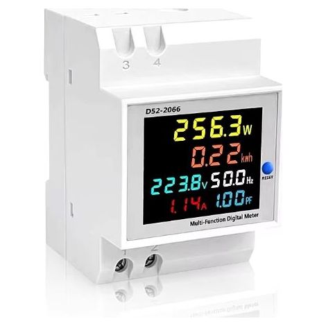 Indicateur de consommation électrique D52-2066, compteur de phase domestique intelligent, compteur d'énergie, type sur rail de guidage, tension/courant 220 V (1/5)