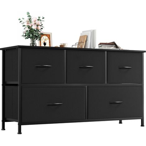 Stoffkommode mit 5 Schubladen, Schwarz, 100x55cm (1/5)