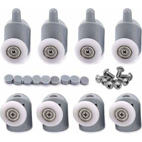 8 ruedas ajustables de doble rodillo para puerta de ducha de baño de 25 mm