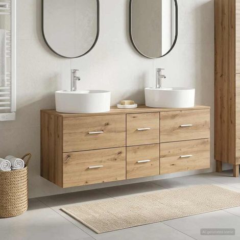 vidaXL Bathroom Furniture Set 3 pcs Artisan Oak 129 x 44.5 x 80 cm (1/5)
