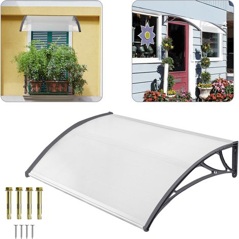 Hengmei – Auvent transparent 150 x 100 cm en polycarbonate 5mm – Résistant aux intempéries – Protection contre le soleil et la pluie – Montage facile