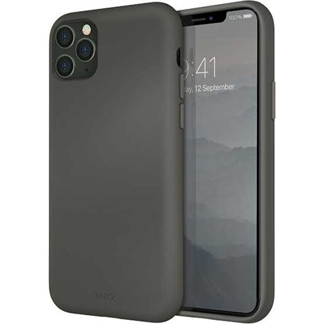 Coque UNIQ Lino Hue pour iPhone 11 Pro Max Gris/Gris mousse (1/3)