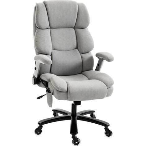 Chaise de bureau ergonomique avec soutien lombaire gonflable, accoudoirs relevables et roulettes silencieuses, gris clair, 180 kg – CHICFURN (1/5)