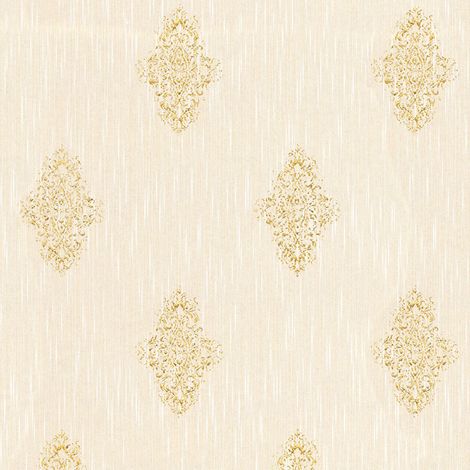 Baroque wallcovering wall Profhome 319462 textile wallpaper slightly textured baroque style matt cream gold 5.33 m2 (57 ft2)