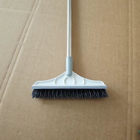 Brosse de sol de salle de bain à poils durs, brosse pour joints de sol de salle de bain avec manche long, brosse pour carrelage et coins difficiles d'accès (2 en 1 blanche) (1/5)